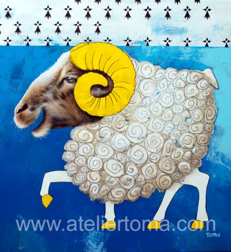 Bélier Breton - 2023 - 100x100 cm