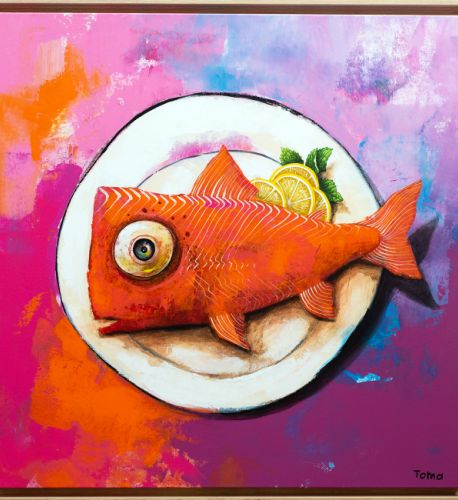 Saumon aux Citrons - 2024 - 90x90 cm